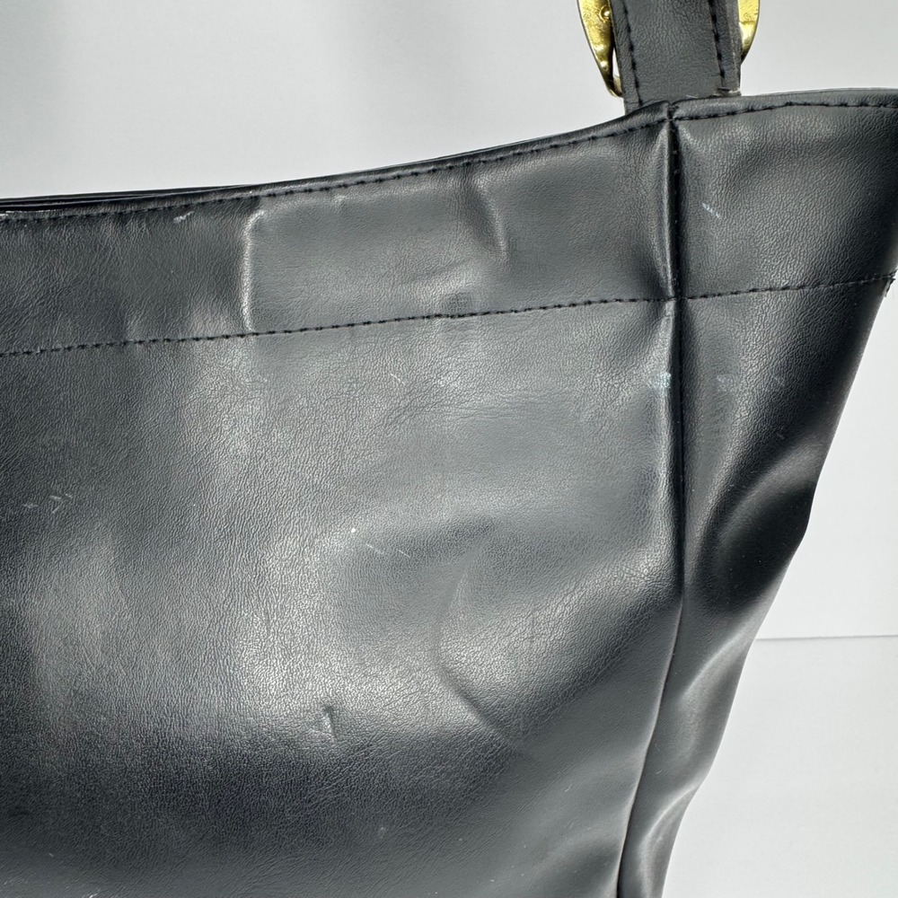 Coach‎ 308-9875 Black Leather Bucket Bag Purse Shoulder Bag Gold Hardware USA - Picture 8 of 9